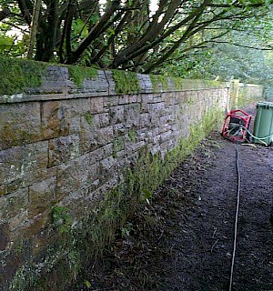 External stone wall before